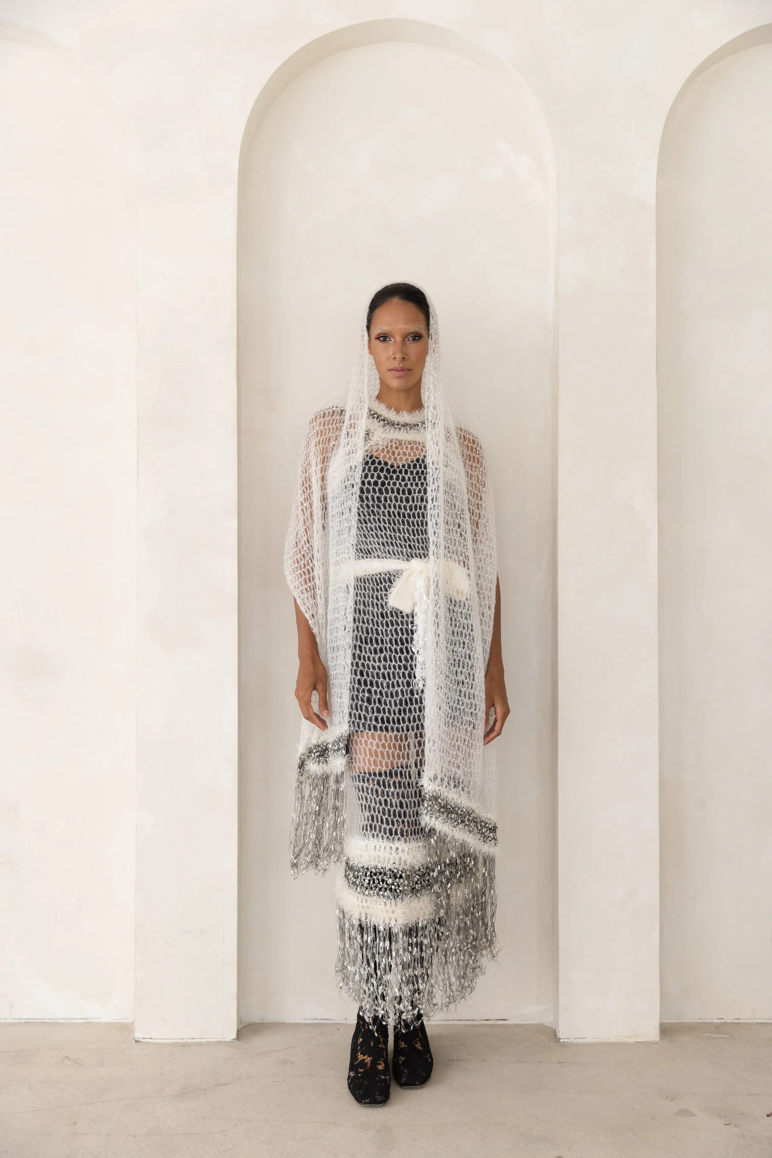 White Rose Handmade Knit Dress