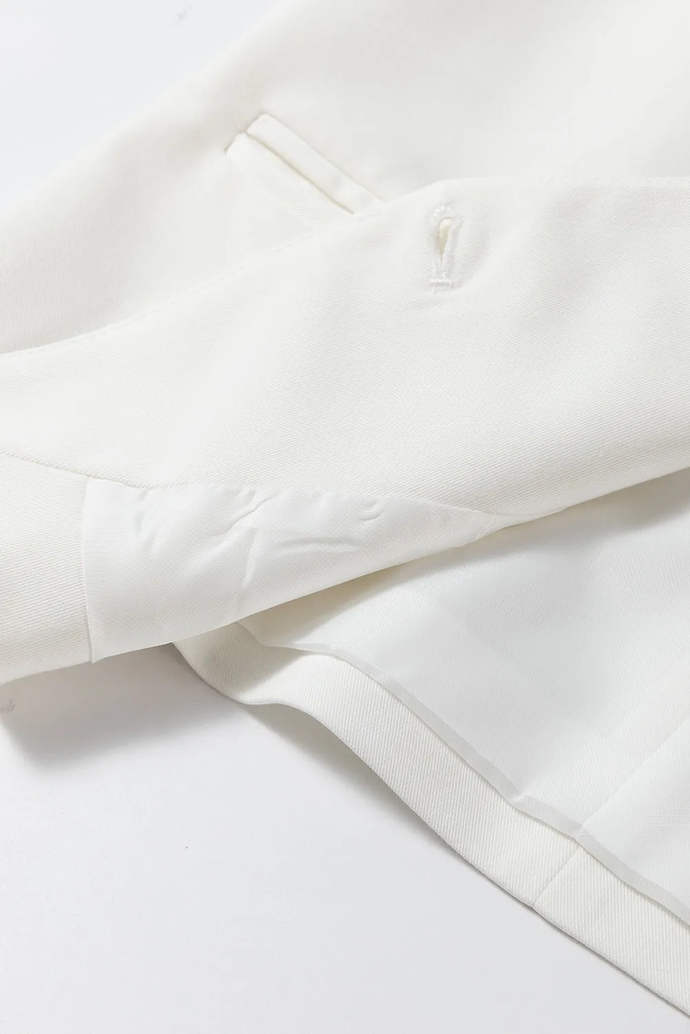 White Solid Color Button up V Neck Suit Vest