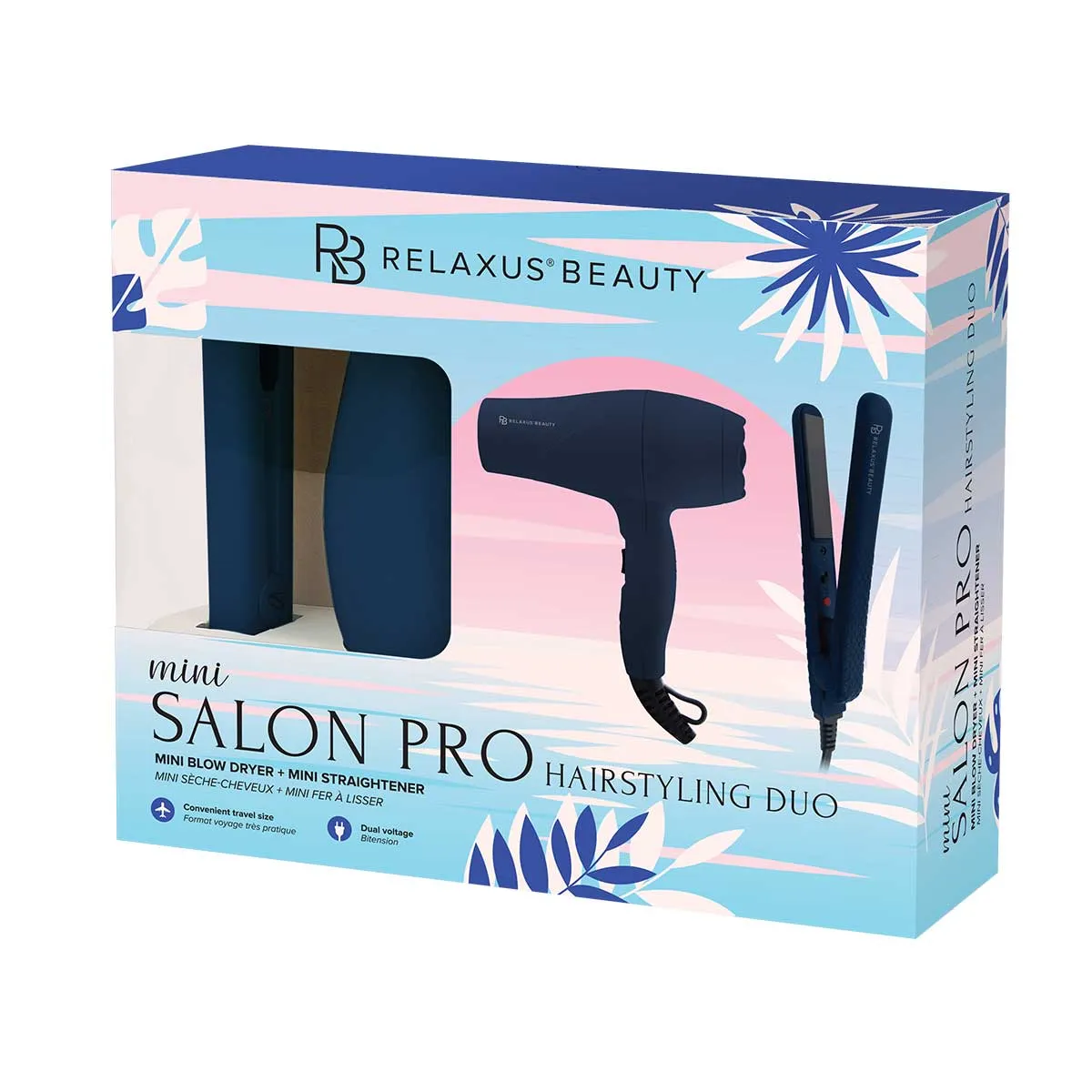 Wholesale Oxford Blue Mini Blow Dryer & Hair Straightener
