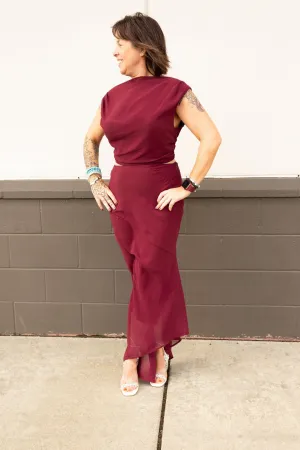 Wine Cowl Neck Top