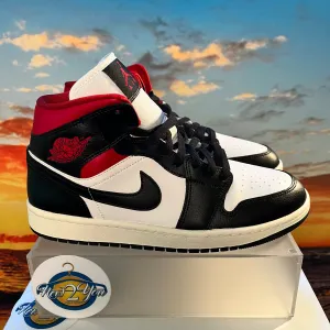 Wmns Air Jordan 1 Mid 'Black Sail Gym Red'