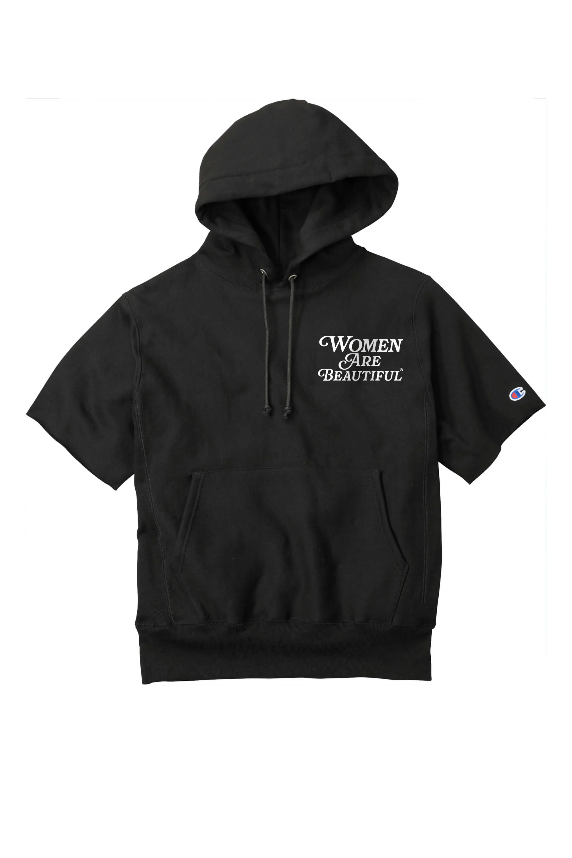 Women Are Beautiful (WH) | Black Champion® Short Sleeve Hooded Sweatshirt