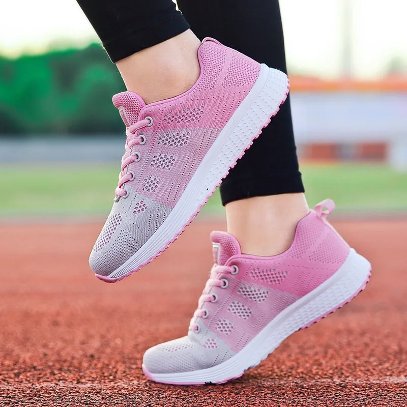 Women Casual Shoes Fashion Breathable Walking Mesh Flat Shoes Sneakers