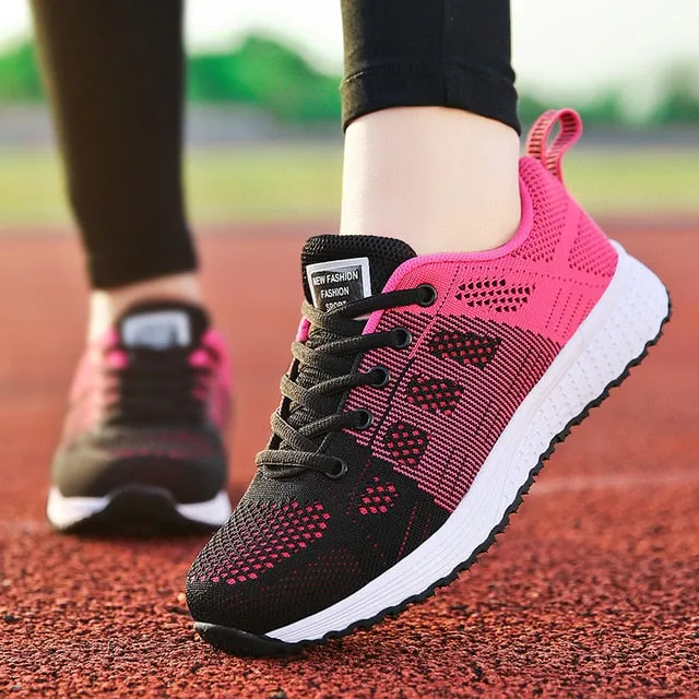 Women Casual Shoes Fashion Breathable Walking Mesh Flat Shoes Sneakers