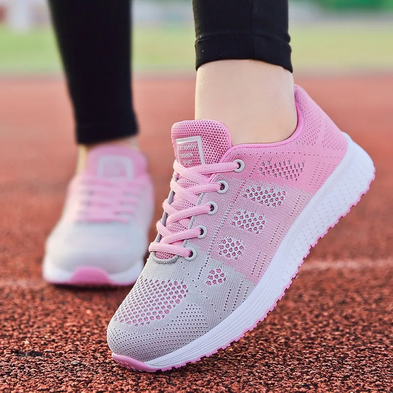 Women Casual Shoes Fashion Breathable Walking Mesh Flat Shoes Sneakers