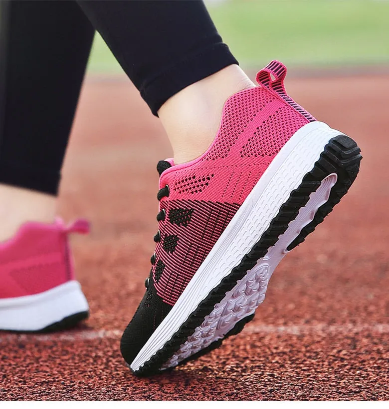 Women Casual Shoes Fashion Breathable Walking Mesh Flat Shoes Sneakers