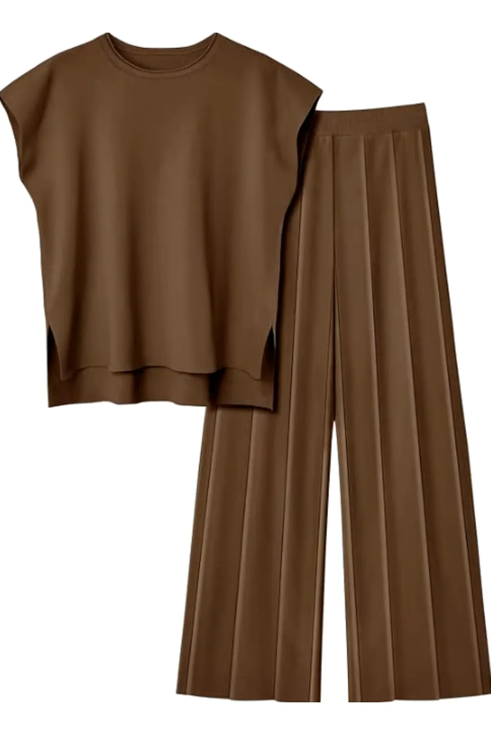 Womens Casual Chic  Sleeveless Top & Wide-Leg Pants Two-Piece Set