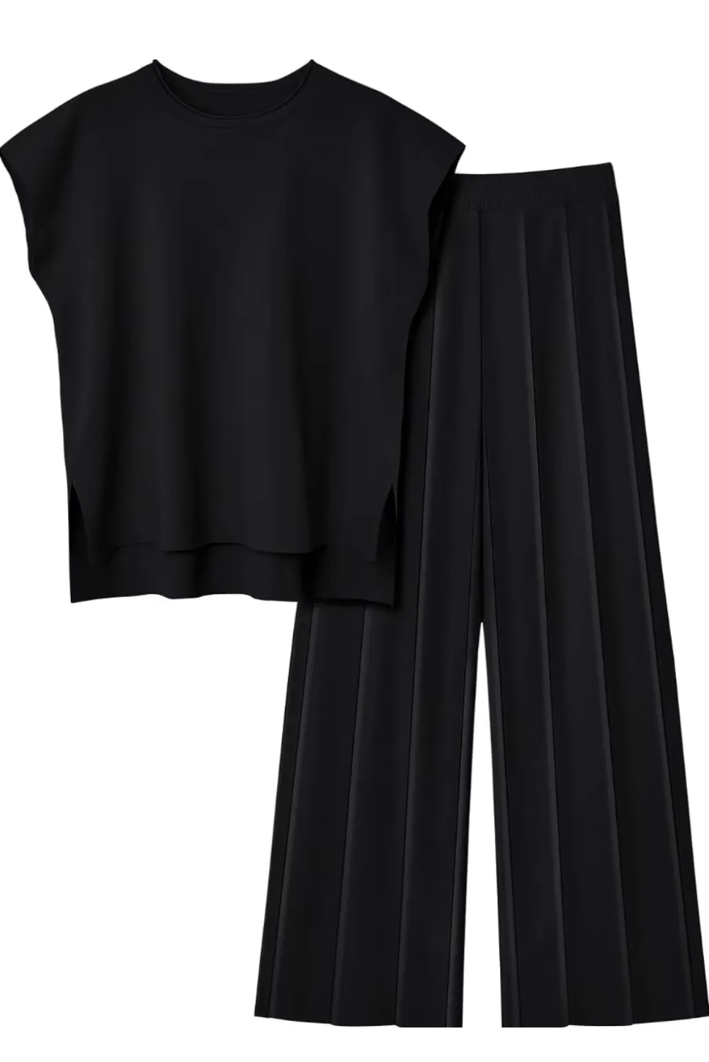 Womens Casual Chic  Sleeveless Top & Wide-Leg Pants Two-Piece Set