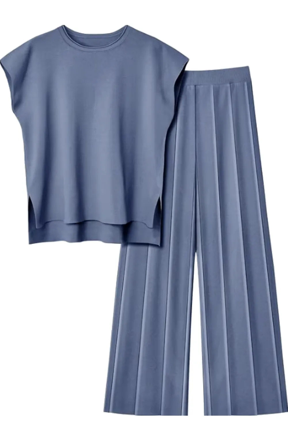 Womens Casual Chic  Sleeveless Top & Wide-Leg Pants Two-Piece Set
