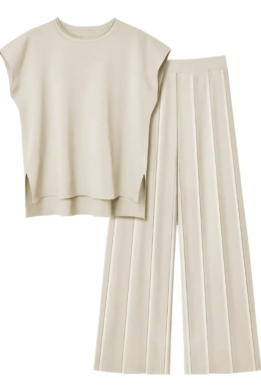 Womens Casual Chic  Sleeveless Top & Wide-Leg Pants Two-Piece Set