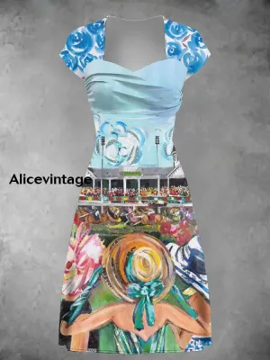 Women's Derby Day Printed Casual Dress