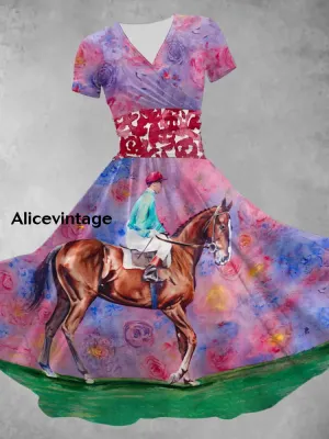 Women's Derby Day Printed Casual Dress