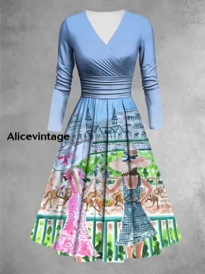 Women's Derby Day Printed Casual Dress
