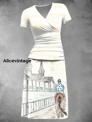 Women's Derby Day Printed Casual Dress