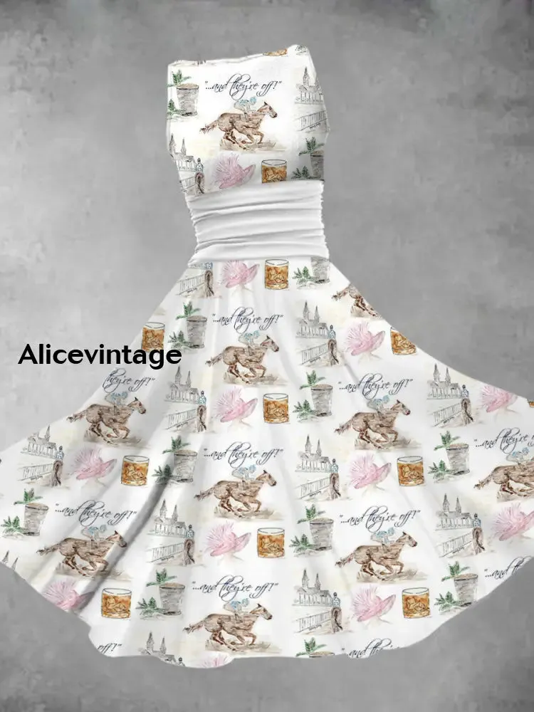Women's Derby Day Printed Sleeveless Dress