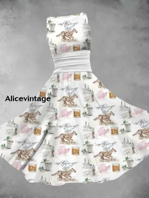 Women's Derby Day Printed Sleeveless Dress