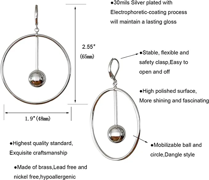 Women's -Silver Dangle Hoop Earrings
