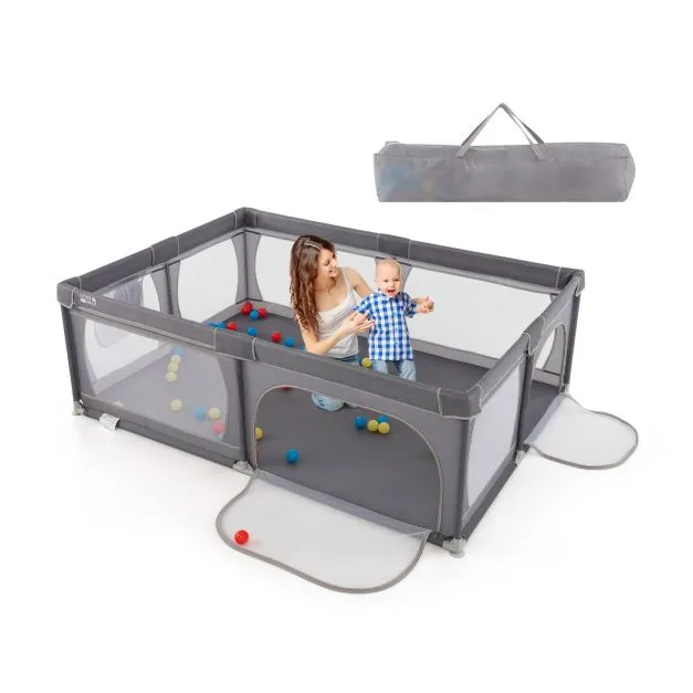 XXL Baby Playpen and Ball Pool with 50 Balls & Carry Bag | Breathable Mesh Fabric |  2m x 1.5m