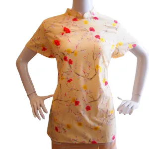 YELLOW PLUM BLOSSOM COTTON CHEONGSAM TOP
