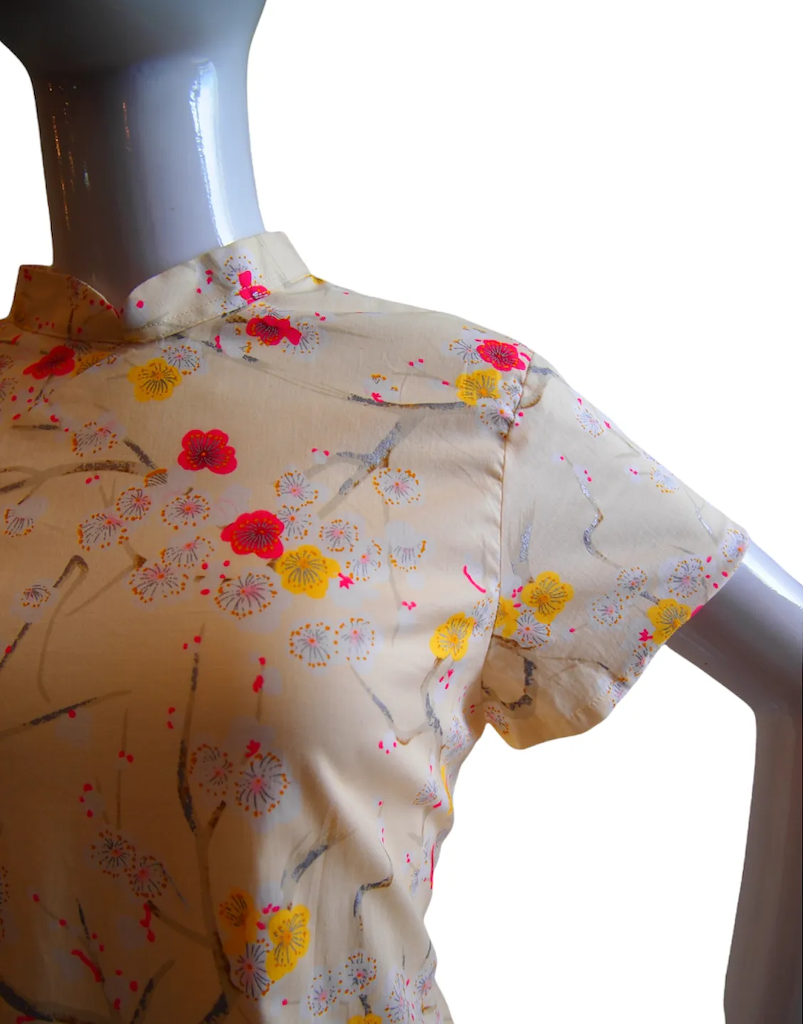 YELLOW PLUM BLOSSOM COTTON CHEONGSAM TOP