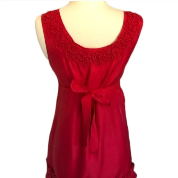 Yoana Baraschi Red Silk Cocktail Dress Size Small