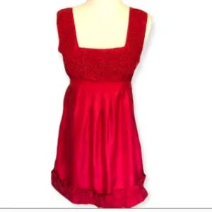 Yoana Baraschi Red Silk Cocktail Dress Size Small