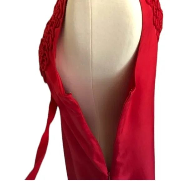 Yoana Baraschi Red Silk Cocktail Dress Size Small